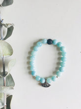 Load image into Gallery viewer, Amazonite Essential Oil Diffuser Bracelet with Evil Eye
