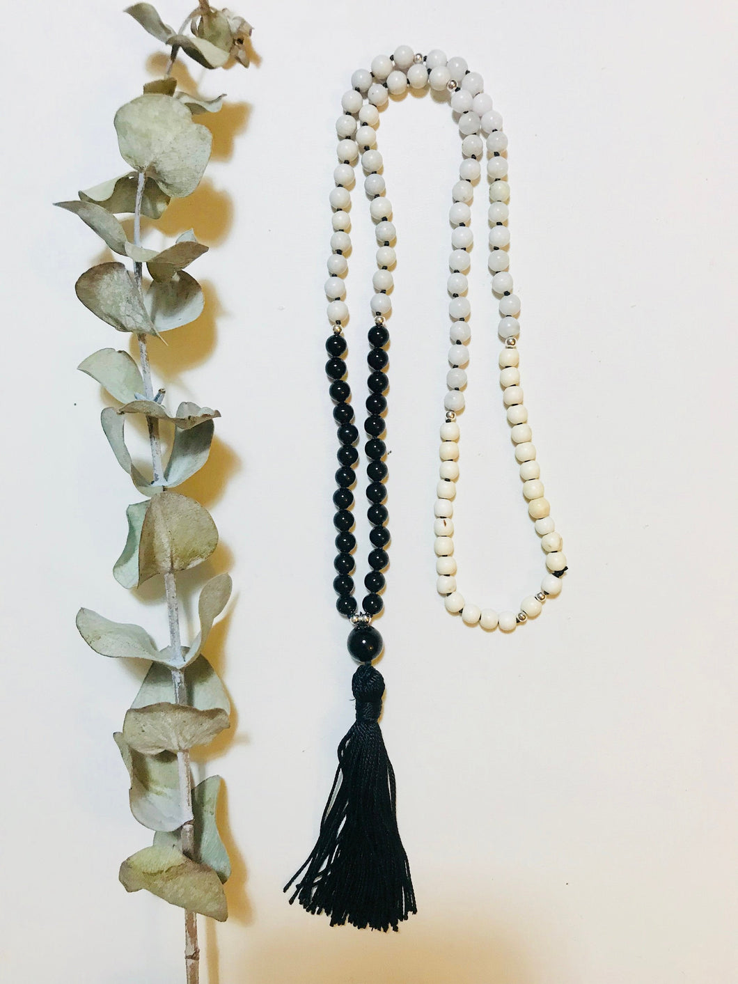 Wholesale - Ombre Black Onyx, Feldspar, Jade & Magnesite Mala Necklace