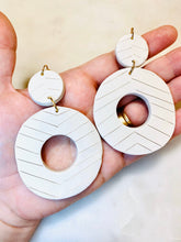 Load image into Gallery viewer, Naturals and Whites Polymer Clay &amp; Brass Earrings
