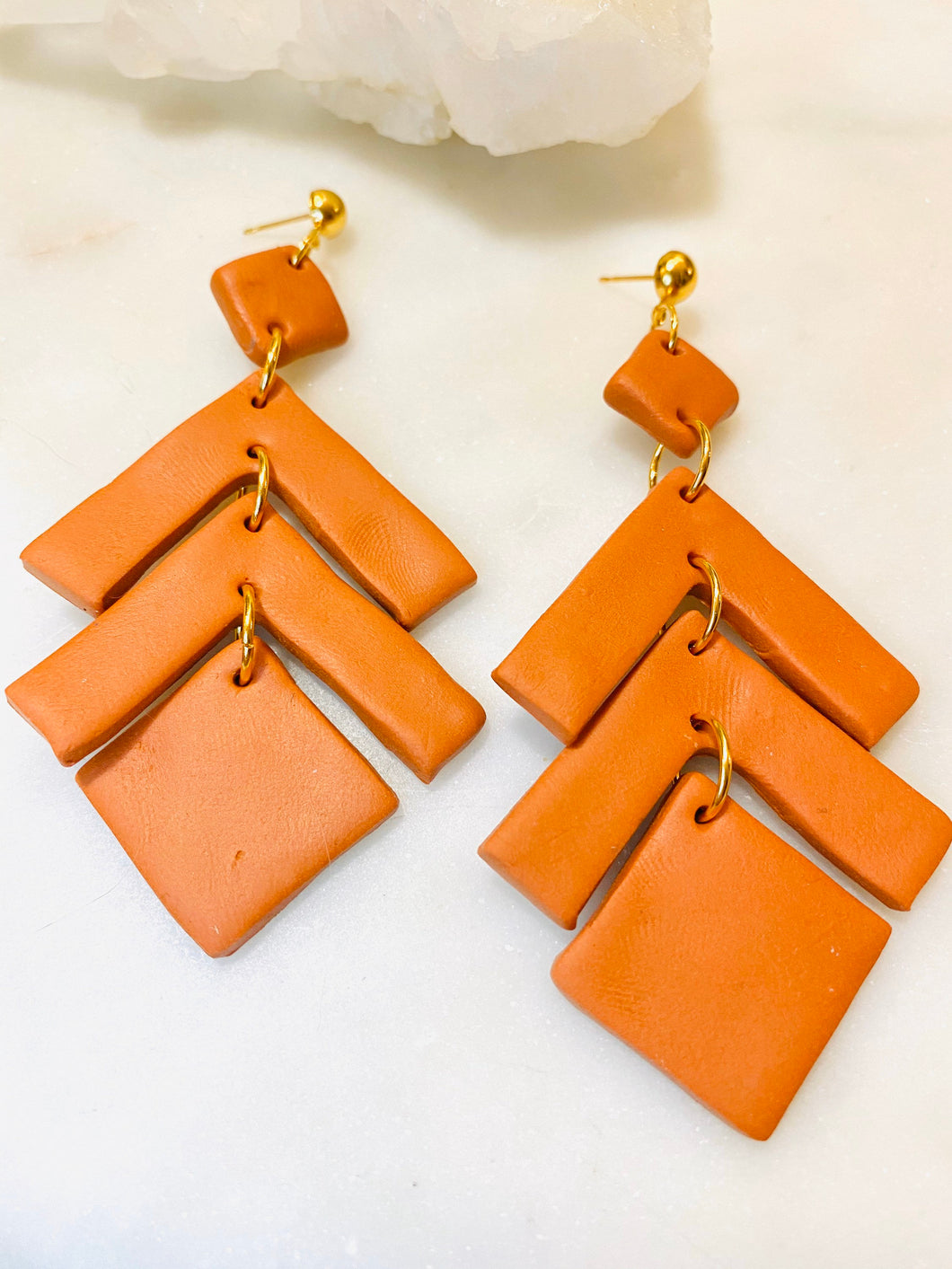 Oranges Polymer Clay & Brass Earrings