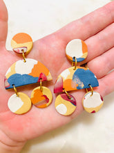Load image into Gallery viewer, Earthtone Polymer Clay &amp; Brass Earrings
