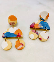 Load image into Gallery viewer, Earthtone Polymer Clay &amp; Brass Earrings

