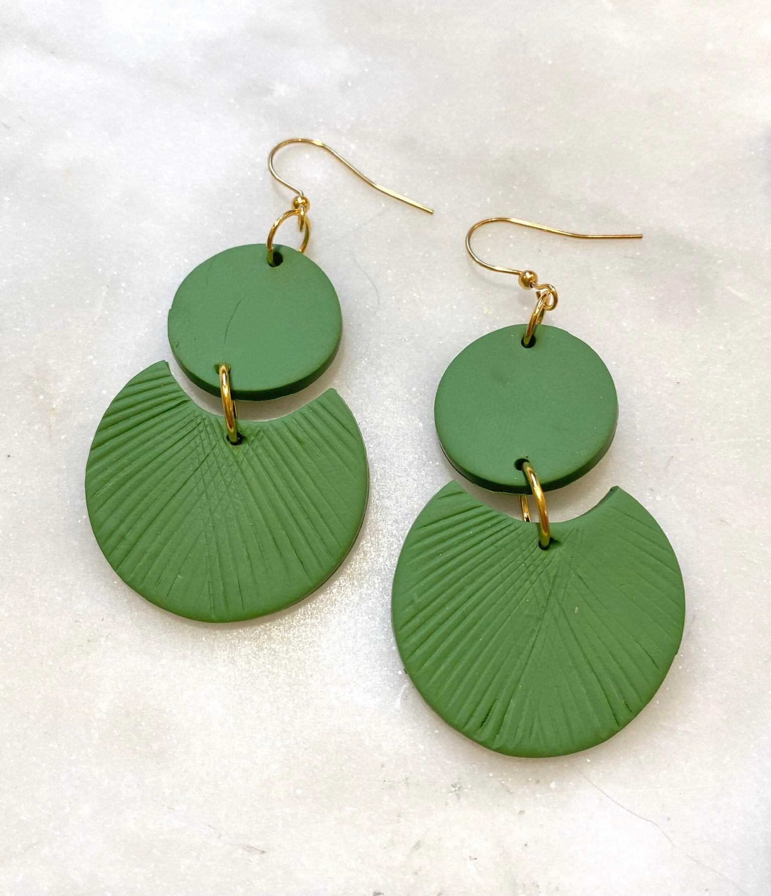 Green Polymer Clay & Brass Earrings – Maple + Love
