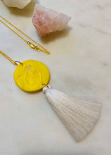 Load image into Gallery viewer, Yellows and Gold Polymer Clay Necklace
