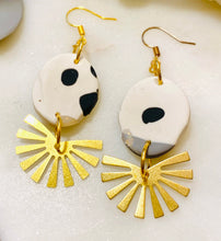 Load image into Gallery viewer, Greys Polymer Clay &amp; Brass Earrings

