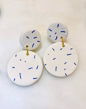 Load image into Gallery viewer, Blues Brass &amp; Clay Earrings
