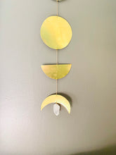 Load image into Gallery viewer, Brass and Crystal Quartz Moonphases Wallhanging

