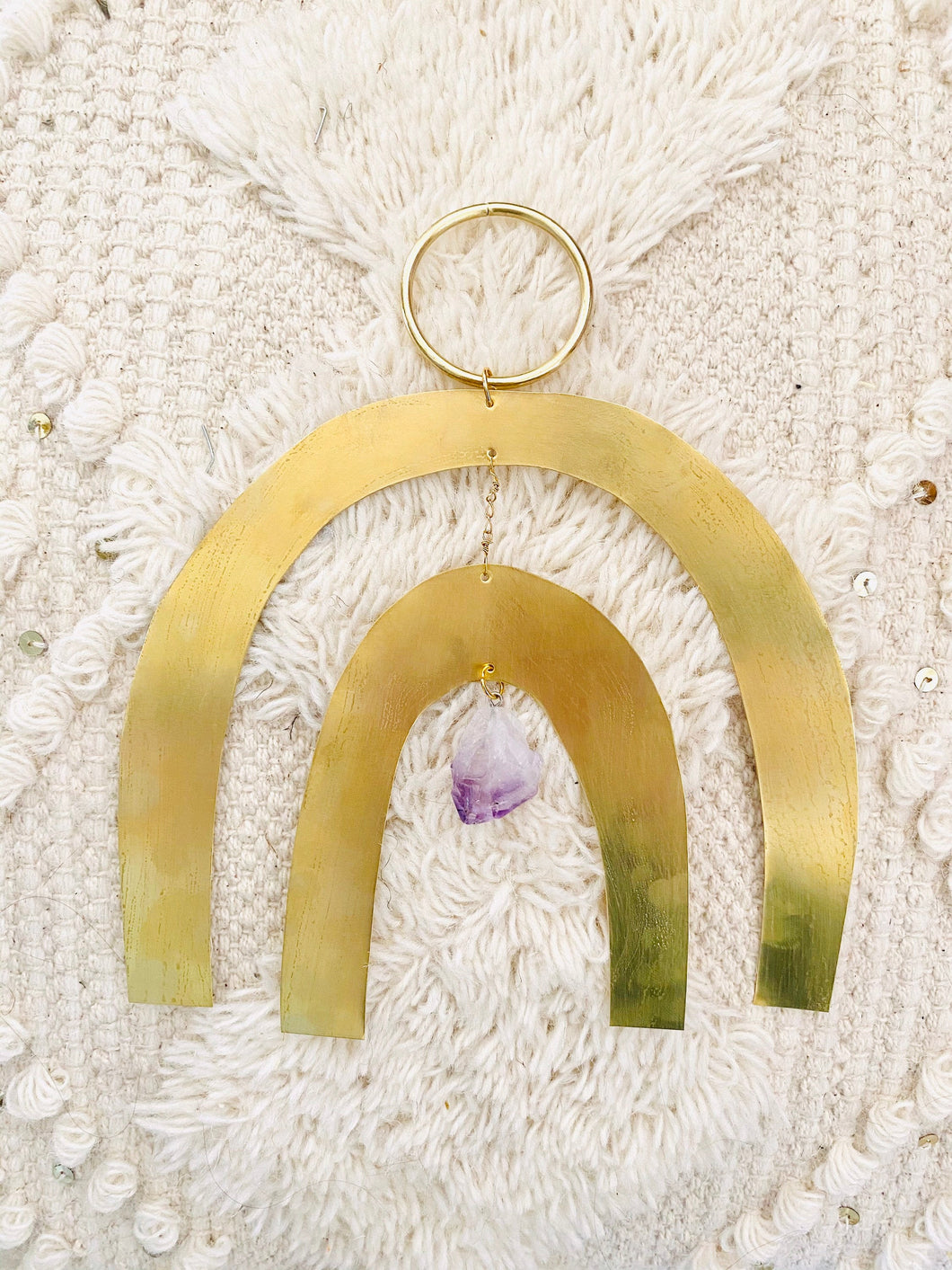 Brass And Amethyst Rainbow Wallhanging