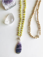 Load image into Gallery viewer, Jade, Rainbow Fluorite, Quartz &amp; Rosewood Mala with Essential Oil Diffuser
