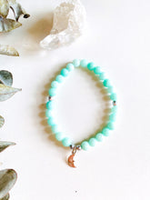 Load image into Gallery viewer, Amazonite Stretch Bracelet with Moon Charm
