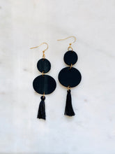 Load image into Gallery viewer, Black Polymer Clay &amp; Brass Earrings
