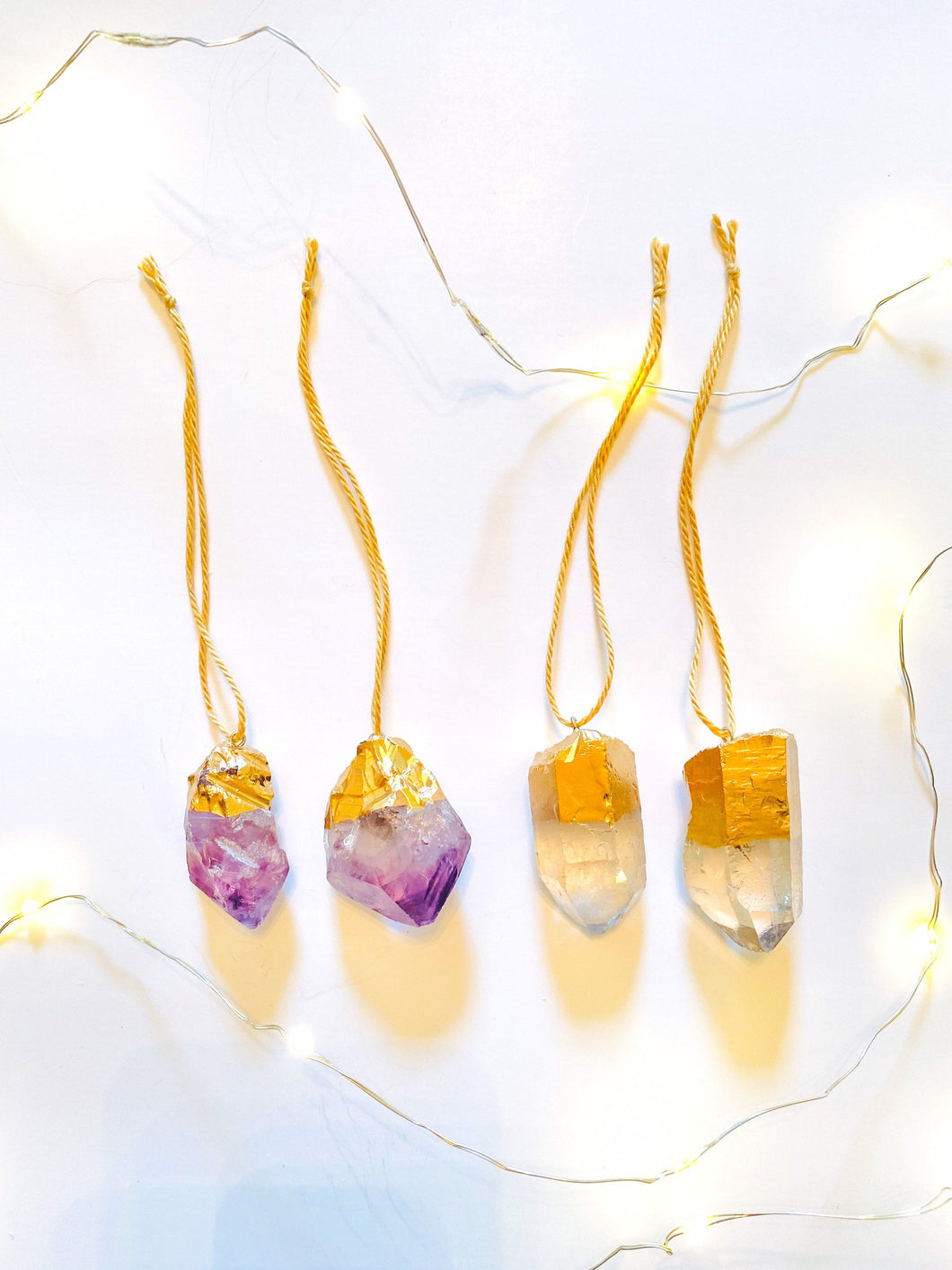 Crystal Quartz & Amethyst Ornament - 2 Pack