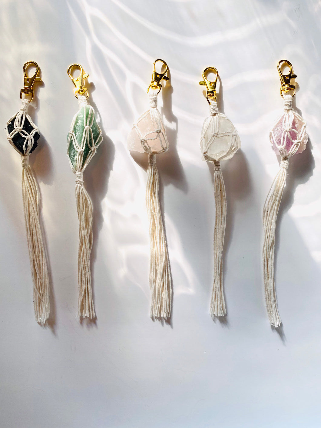 Wholesale - Gemstone Macrame Keychain / Bag Clip