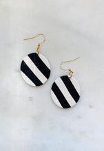 Load image into Gallery viewer, Black Polymer Clay &amp; Brass Earrings
