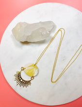 Load image into Gallery viewer, Chartreuse ‘Marble’ &amp; Brass Moonphases Necklace
