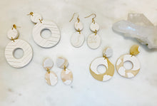 Load image into Gallery viewer, Blush &amp; White Terrazo Stud Dangle Earrings
