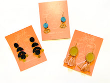Load image into Gallery viewer, Orange Speck &amp; Brass Dangle Earrings
