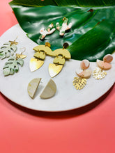 Load image into Gallery viewer, Monstera &amp; Brass Earrings
