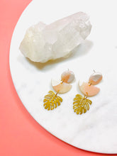 Load image into Gallery viewer, Blush Monstera Pendant Earrings
